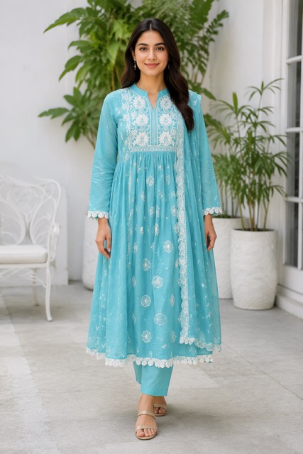 Blue Anarkali Set