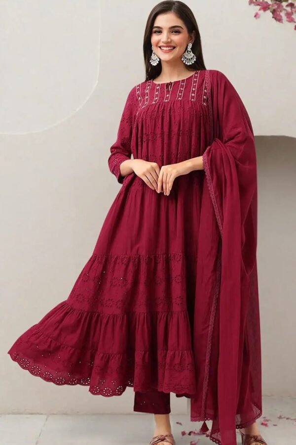 Women Ethnic Motifs Printed Cotton Kurta with Trousers & Dupatta
