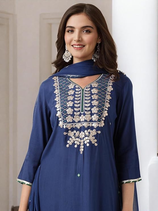 ishin Gotta patti detail straight kurta with sharara and dupatta — 6